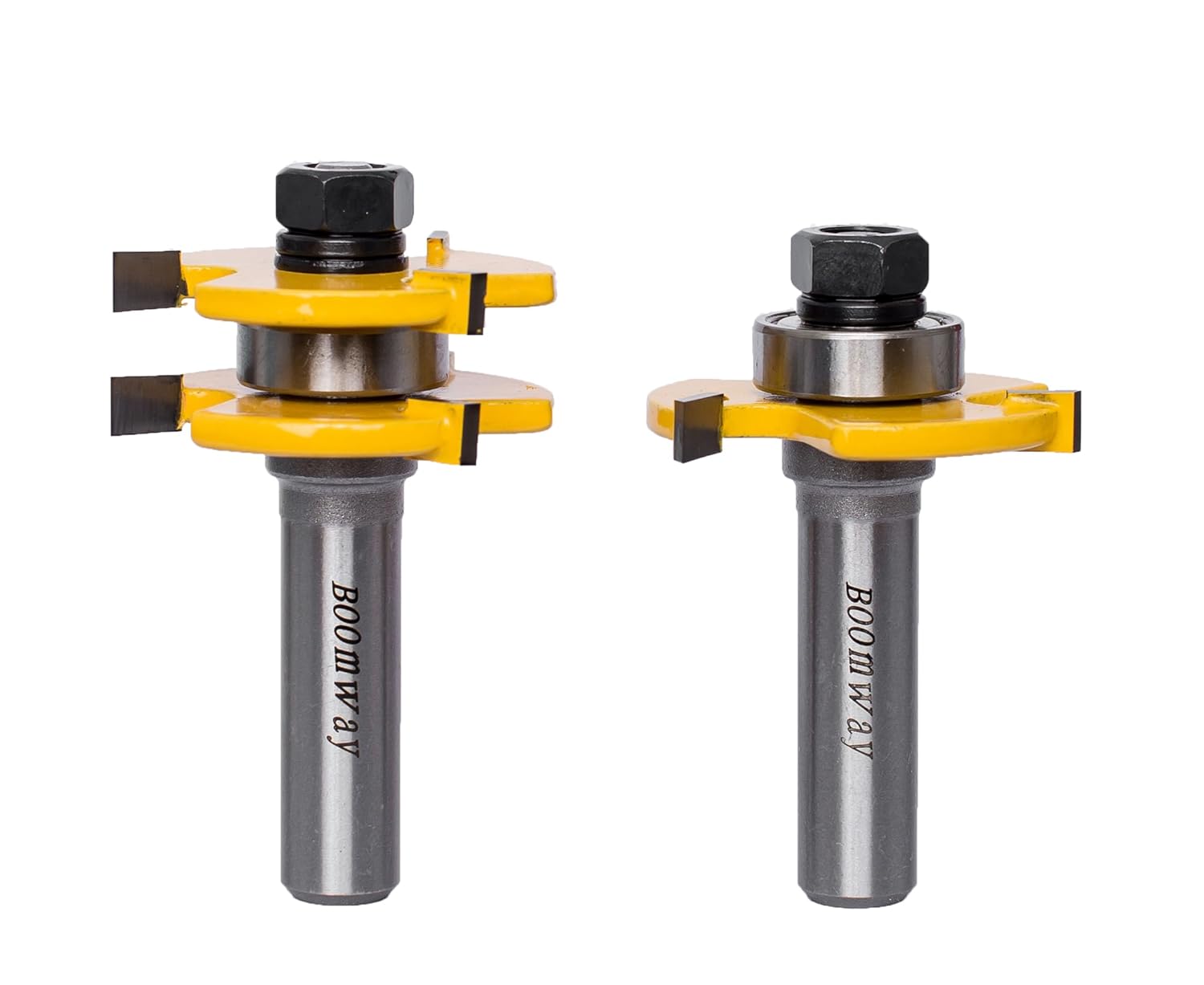 Tongue and Groove Router Bit Set, 1/2 Inch Shank, 3 Teeth, Adjustable T-Shape Cutter, 1/4 Inch Collet Size