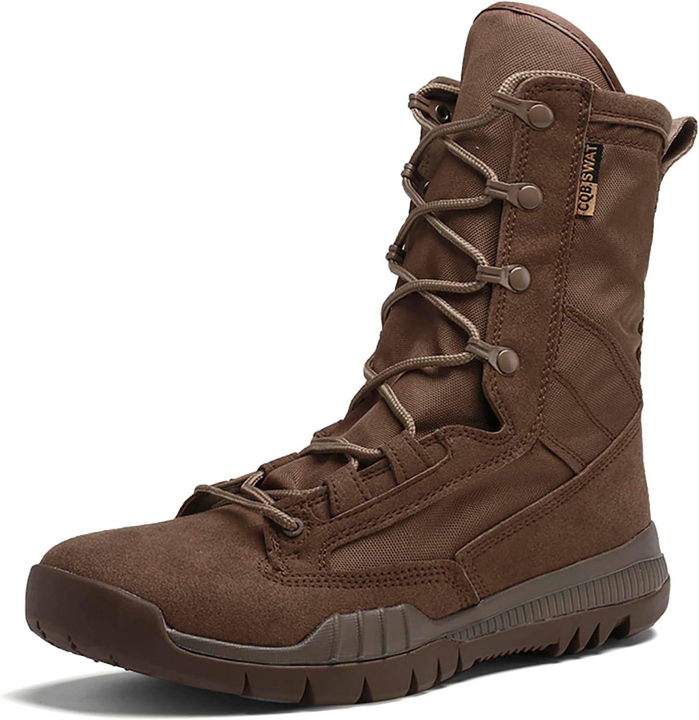 Men's Leather High Top Military Tactical Boots Breathable Comfortable Non-Slip Lace Up Lightweight hiking Desert Combat Boots for Backpacking Travel Army Jungle Hunting