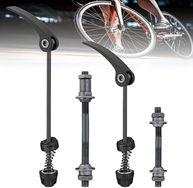 KLYNGTSK 1 Pair Quick Release Bicycle Hub with Standard Spacing Release Skewer Rear Wheel Hub Trainer Skewer Axle Hollow Shaft Set Bike Skewers for Most Bicycles (Black)