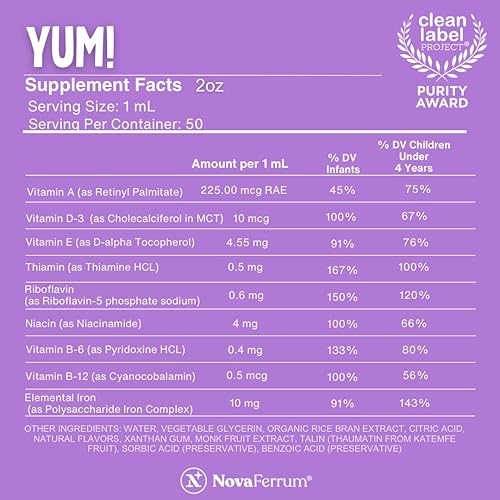 Miniatura 3 de Suplemento multivitamínico NovaFerrum con hierro para bebés y niños de 169 onzas líquidas