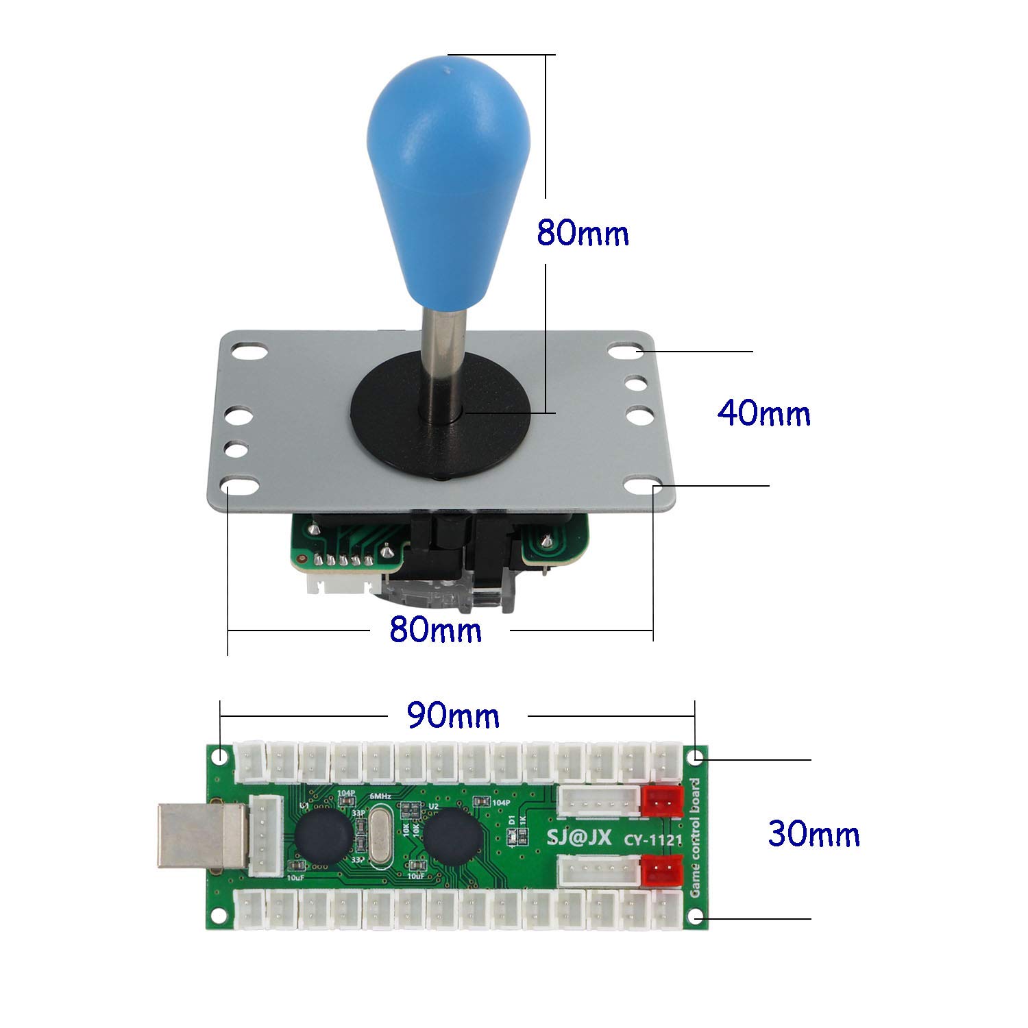 SJ@JX Arcade Game 2 Player Controller DIY Kit Buttons with Logo Coin X Y Start Select 8 Way Joystick USB Encoder for PC MAME Raspberry Pi