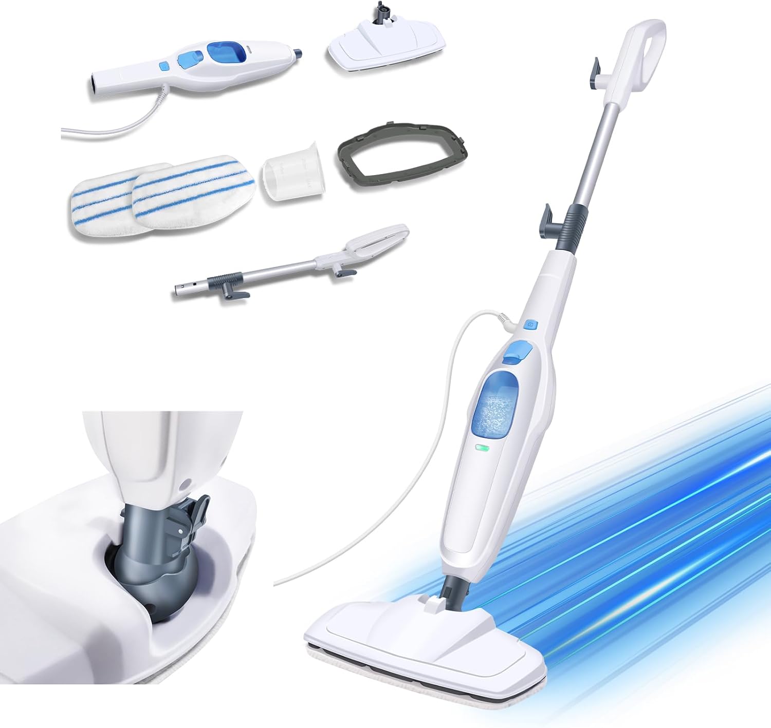 Steam Mop Tile Floor Cleaner for Floor Cleaning,Electric Mop Floor Mop Wet Dry Dust Flat Cleaning Mop with 400 ML Tank&2 Washable Mop Pads,Floor Steamer Shark Steam Mop for Hard Floor Cleaner