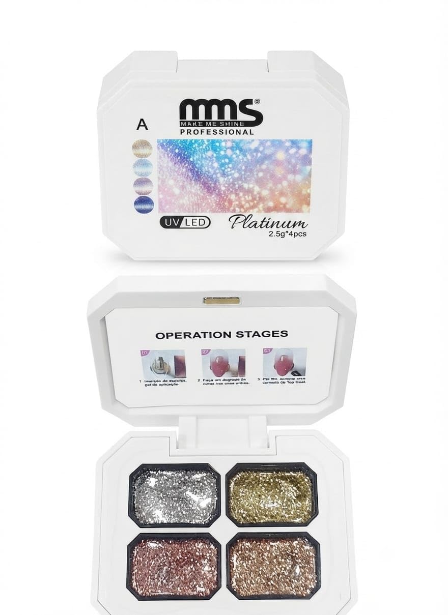 MMS Make Me Shine Platinum Glitter Gel Nail Art Palette UV/LED-Shade-A | Professional 4-in-1 Glitter Gel Palette, Self-Leveling, UV/LED Compatible-picture-51