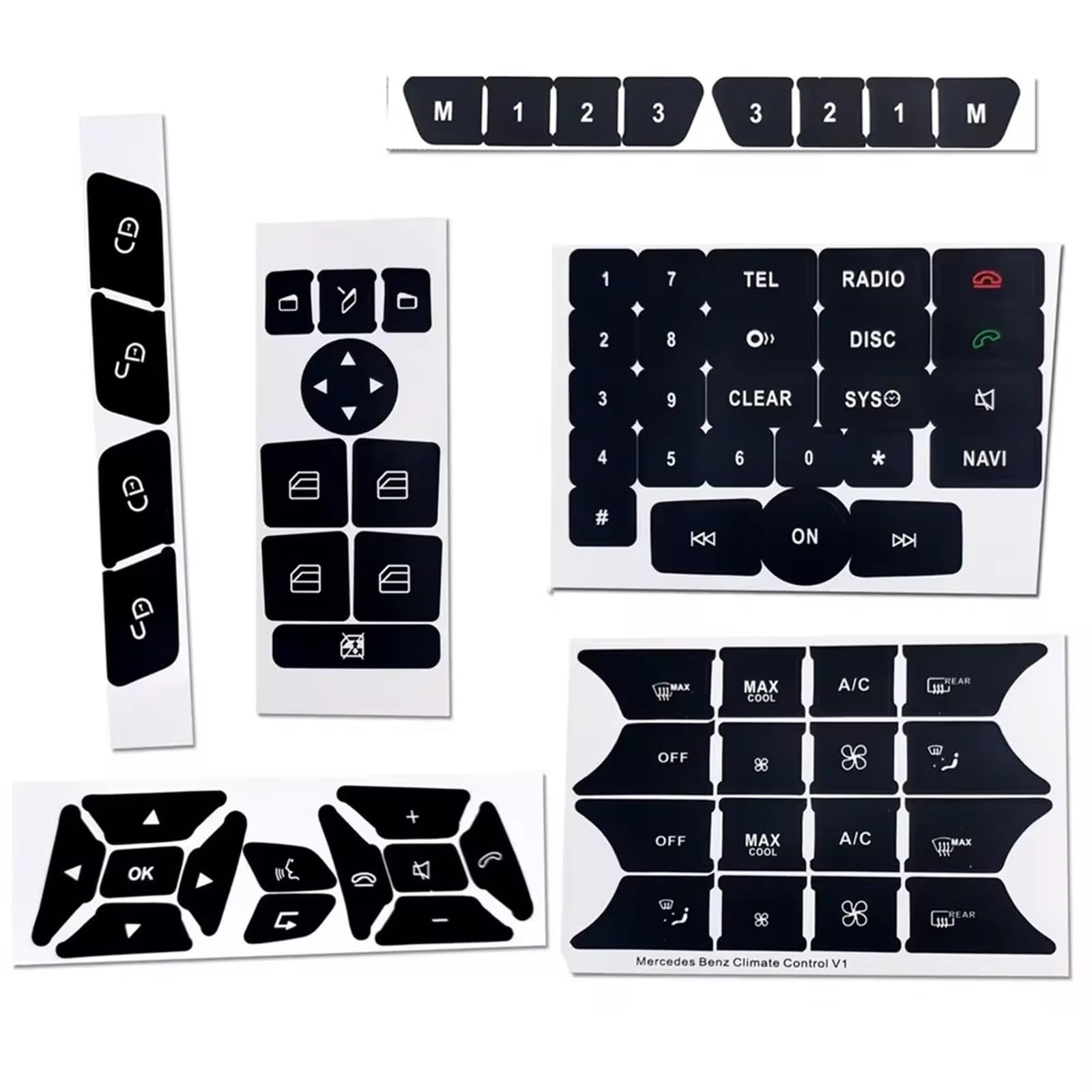 Button Repair Sticker Compatible with Benz for SLK-Class R172 for CLS-Class W218 Matte Black Button Repair Decals Stickers(B)