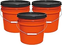 Vista 15 de Cubo de 3.5 galones con tapa hermética, fabricado en Estados Unidos, plástico libre de BPA de grado alimenticio, resistente multiuso, mango de metal