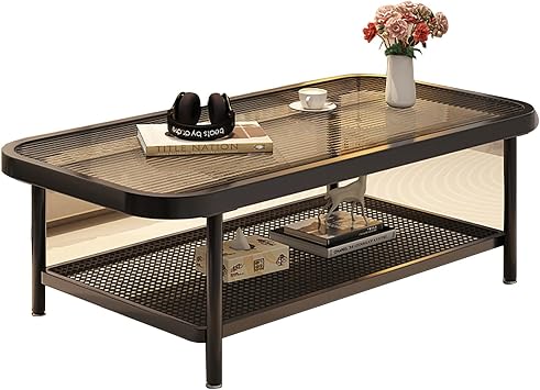 FORRTY Coffee Table Coffe Table Living Room Center Table Coffee Table Living Room Modern Double Storage Design with Spacious countertopBlack,90x50x40cm