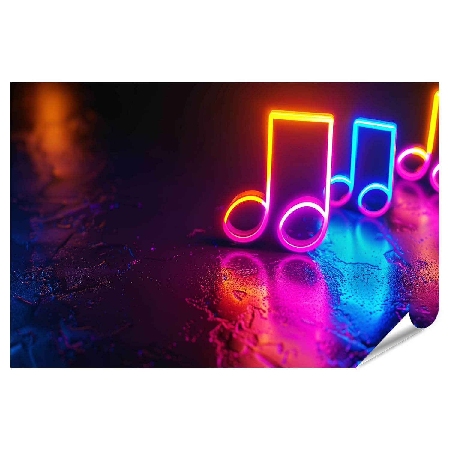 islandburner Prime XXL - Poster con note musicali, forme morbide, colori neon, nero, concetto di festa da discoteca