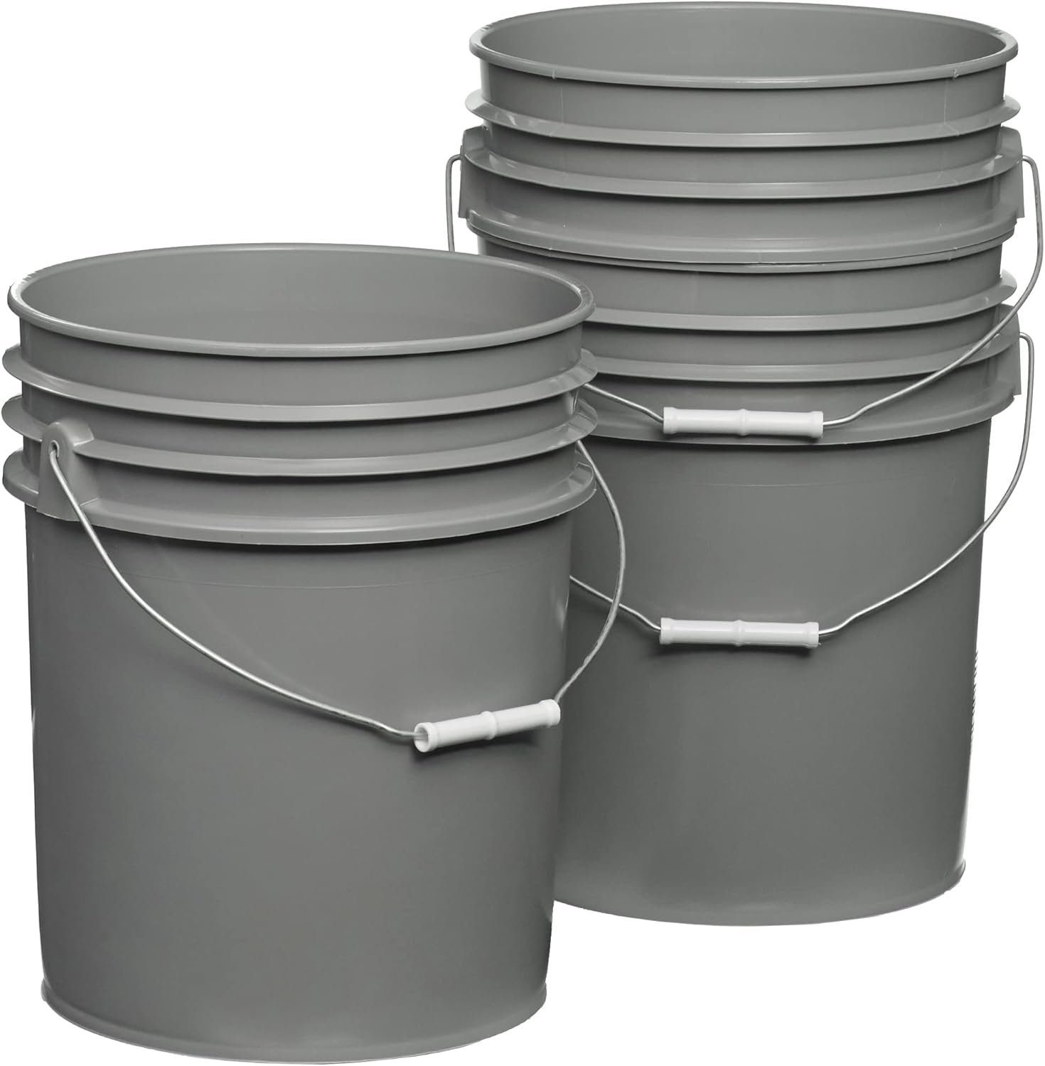 Hudson Exchange 5 Gallon (3 Pack, Gray) Bucket Pail Container with, Food Grade BPA Free HDPE, NO LIDS