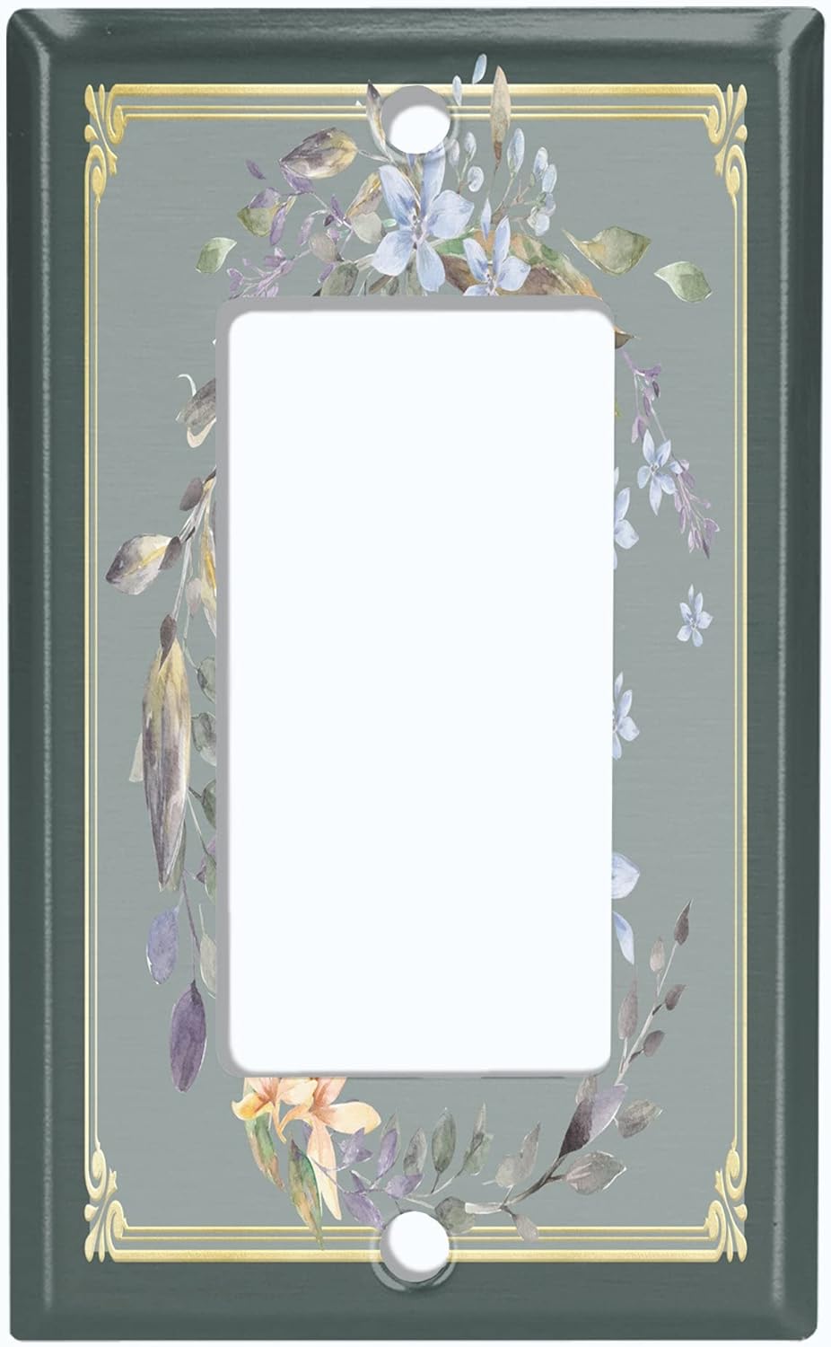Metal Light Switch Plate Cover Elegant Antique Floral Frame FLW173