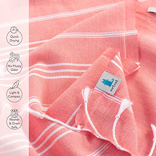 Wetcat Turkish Hand Towels With Hanging Loop (20 X 30) - Set Of 2, 100% Cotton, Soft - Pre Washed Boho Farmhouse Kitchen Towels - Unique Decorative Hand Towels For Bathroom (Dark Coral) #TOP4