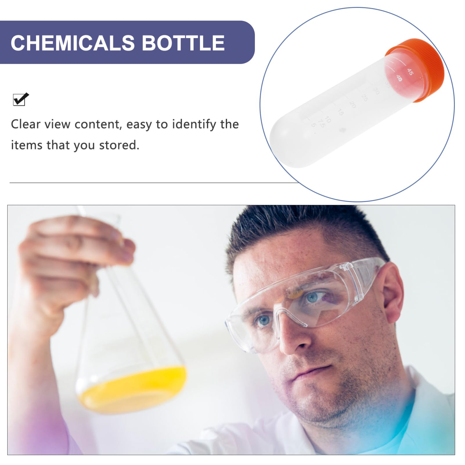 Provette Centrifugo in Plastico con Coperchio a Vite 50ml Facili da Osservare Confezione da 100pezzi per Esperimenti e Artigianato