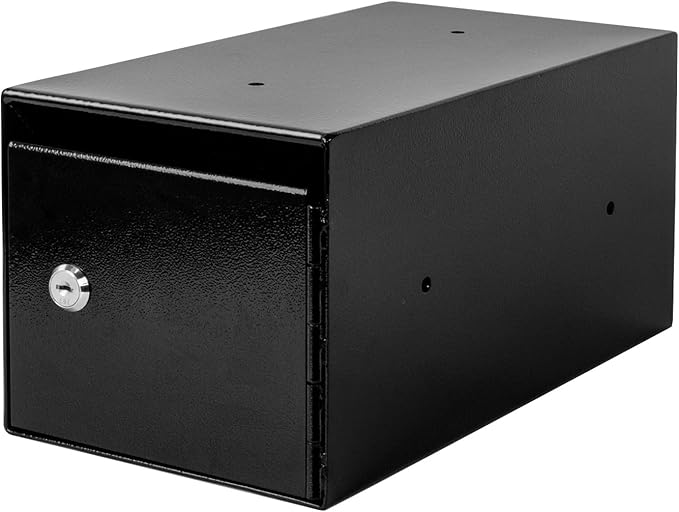 Steel Cash Drop Box, Money Safe Box with Tamper-Proof Slot, Mountable Cash Box w