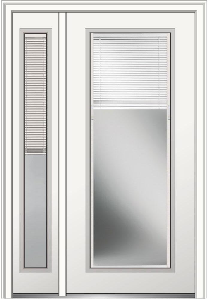 National Door Company, Z029680R, Exterior with One Sidelite Door, Steel, 50" x 80", Full Lite, Raise/Lower Blinds Collection, Right-Hand Inswing