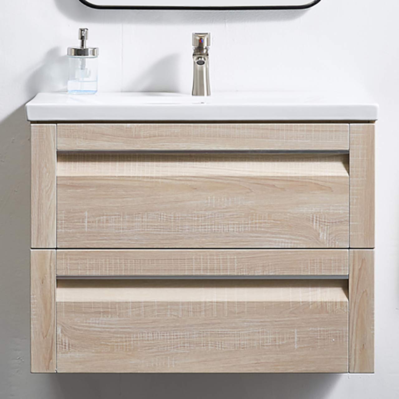 Buy GLANZHAUS Modern 800mm Oak Wall Hung Vanity Unit with Basin