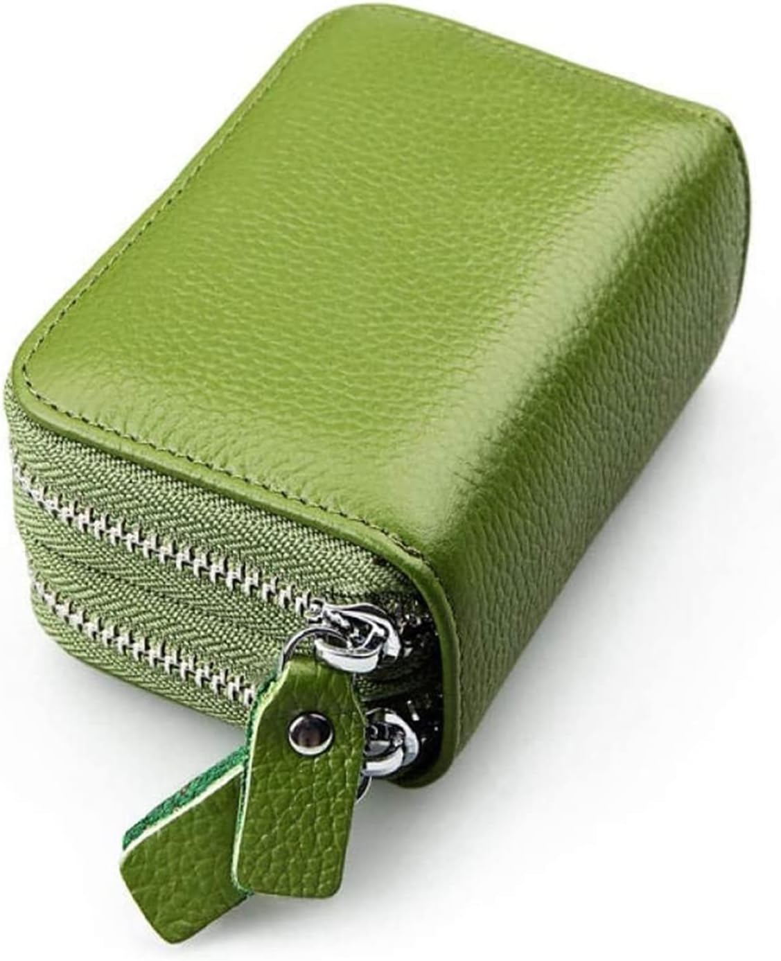 Leather Unisex Credit Card Holders Zipper Pocket Coin Purse Passport ID Card Organizer Bag wallet(Green)