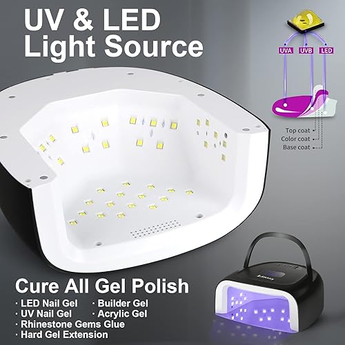 Miniatura 4 de Lámpara de uñas LED UV recargable de 60 W, secado de uñas inalámbrico más rápido, 42 cuentas y mango portátil, lámpara de curado profesional para