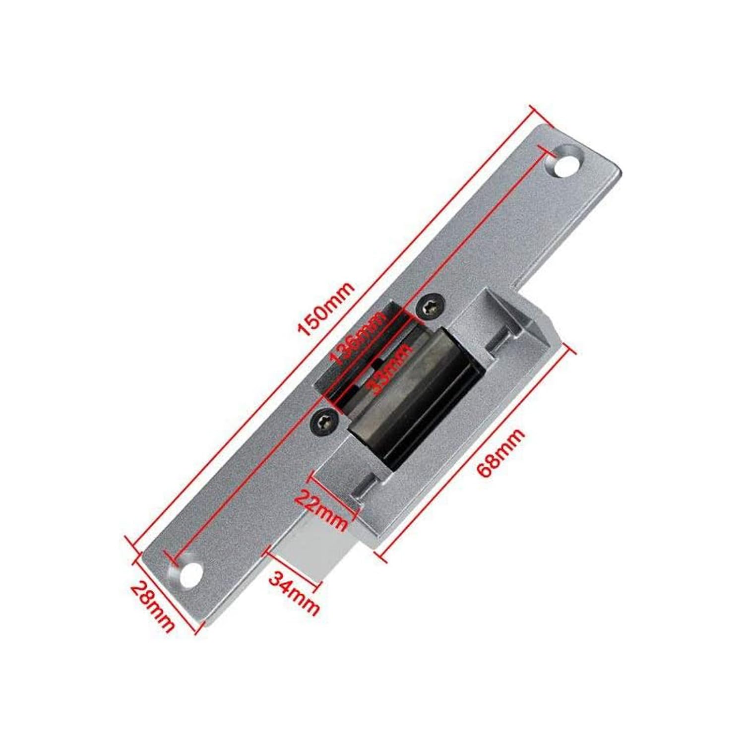 YAVIS Electric Strike Lock Fail Secure NO Mode One Part for Access Control Wooden and Metal Door, Silver, 150 x 39,5 x 34 mm - Image 2