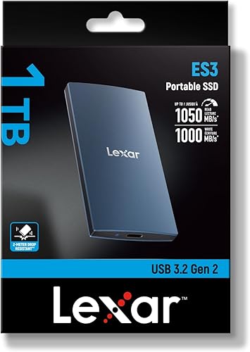 Miniatura 8 de Lexar ES3 1TB SSD externo, USB 3.2 Gen2 SSD portátil, PSSD hasta 1050MBs de lectura, 1000MBs de escritura, unidad externa de estado sólido