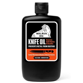 WALRUS OIL - Knife Blade & Wooden Handle Oil, 4 oz Bottle, 100% Natural Ingredients, Food-Contact Safe