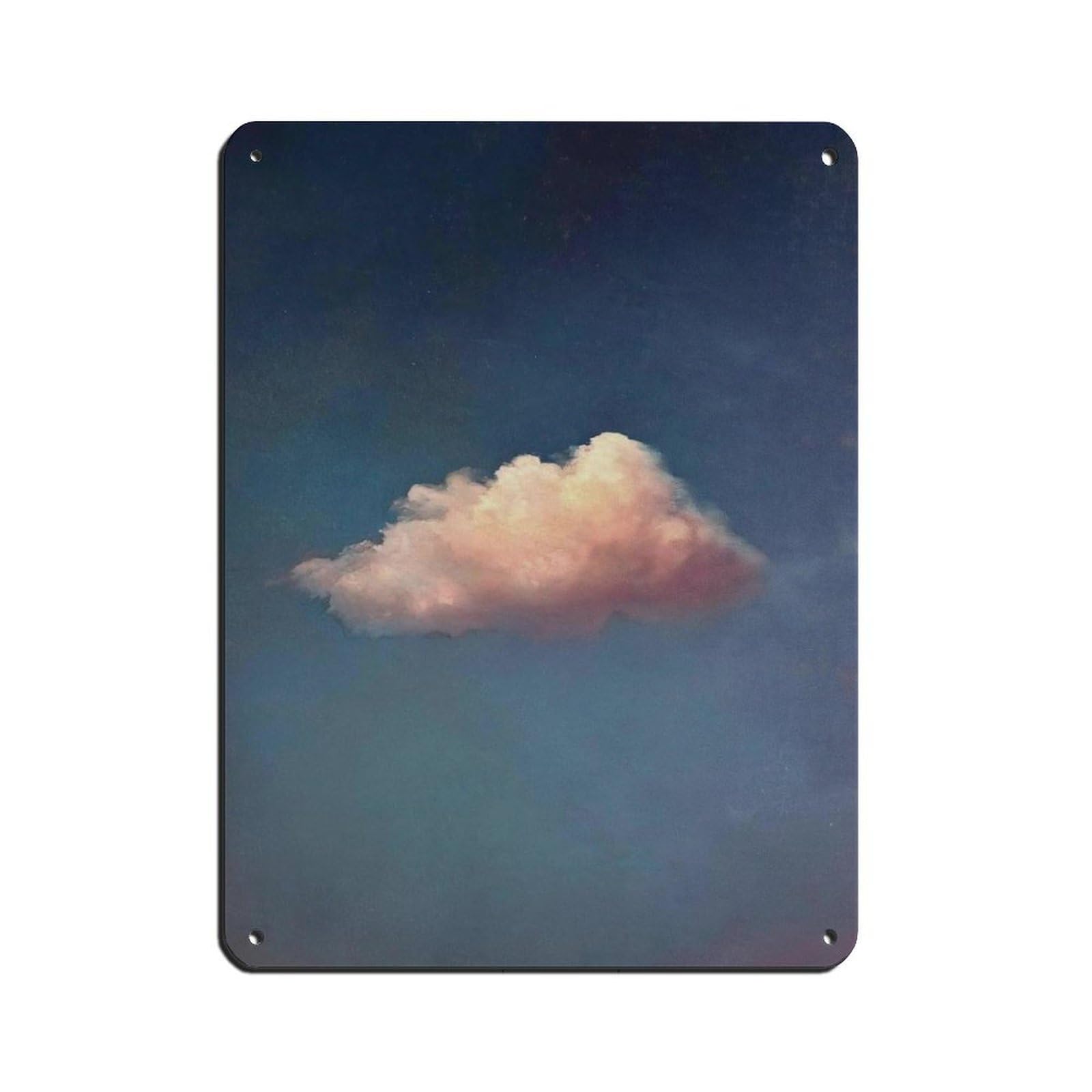 Poster métal nuage rose pour déco de bar et salon rétro 30x40 cm
