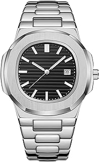 BARAMON Nautilus Herren-Armbanduhr, Edelstahl, Quarzuhrwerk, Datum, Luxusstil, leuchtende Zeiger, legere Business-Uhren