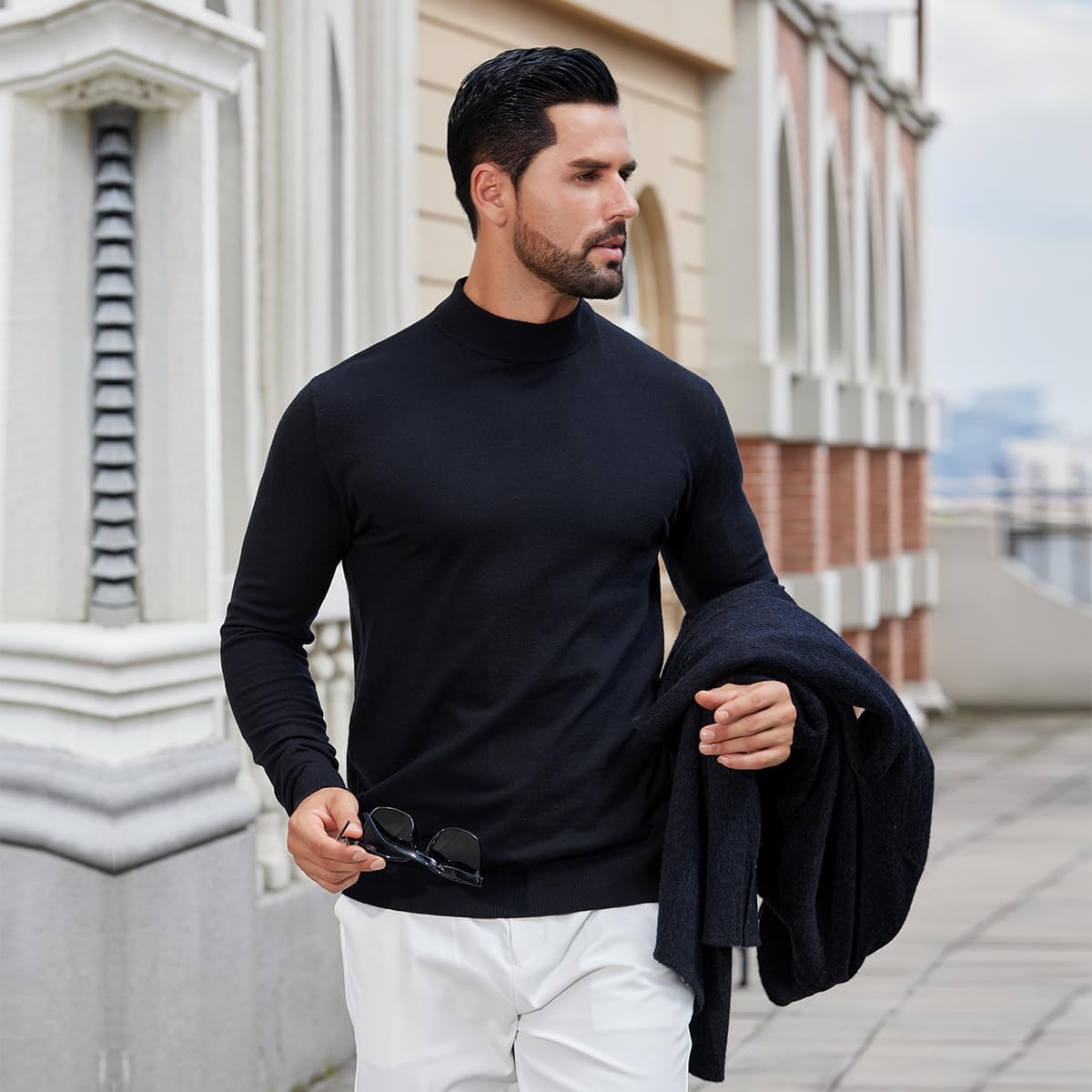 Men's Mock Turtleneck Sweater Slim Fit Long Sleeve Mock Neck Sweatshirt Casual Basic Knitted Sweaters - Image 8