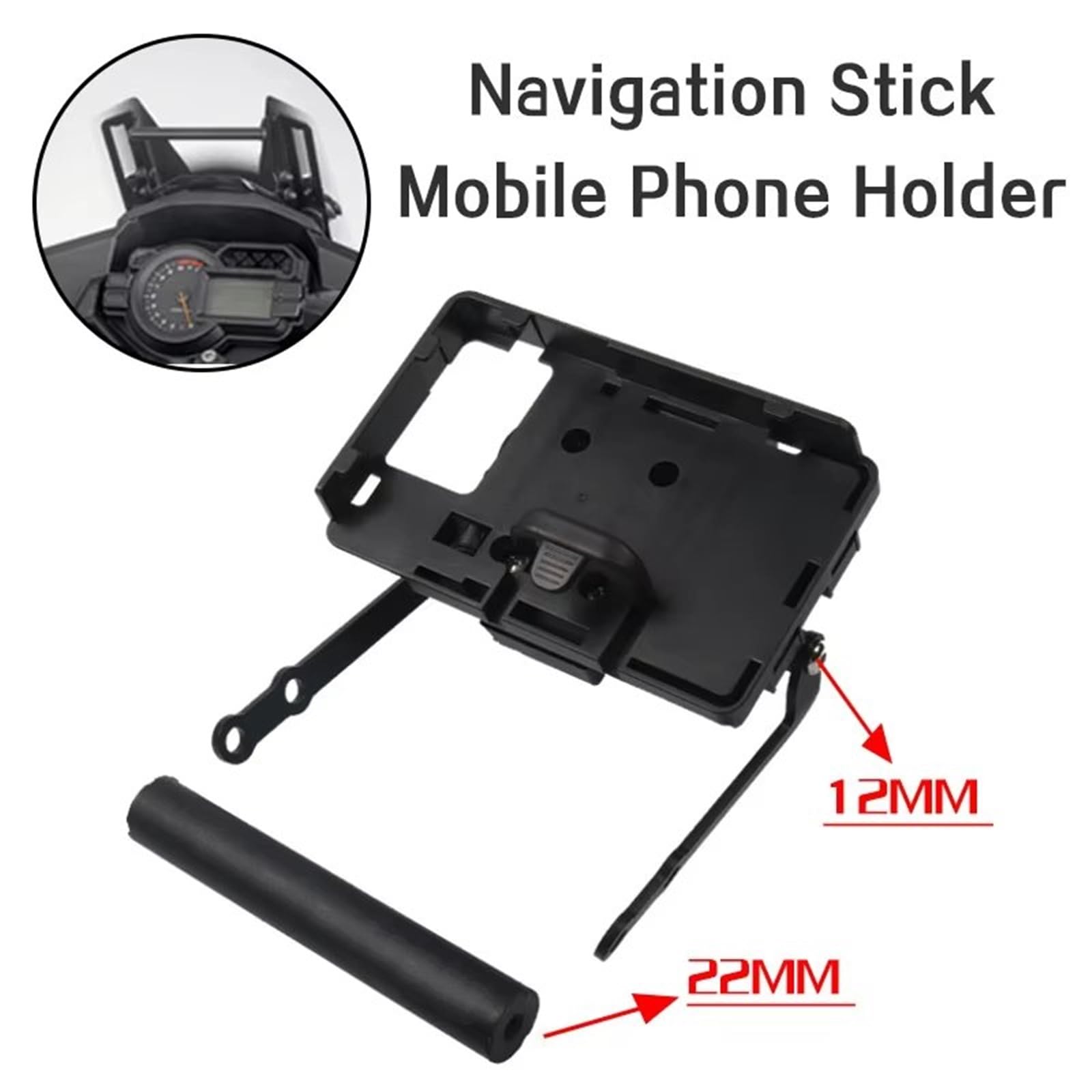 Supporto Navigazione Moto 12MM 22MM Per Versys Per 1000 Per Versys1000 Supporto Per Telefono Cellulare Supporto Navigazione GPS Moto Staffa Navigazione Moto(B)