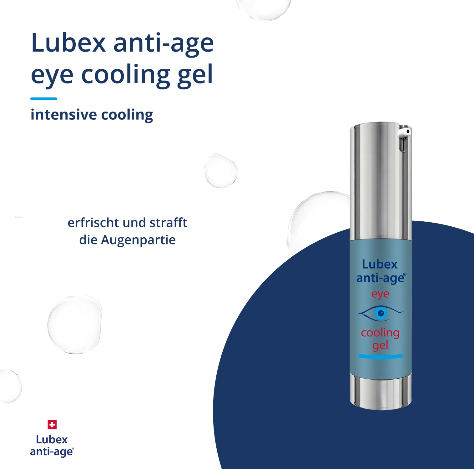 eye cooling gel – kühlendes Augengel mit Hyaluronsäure, erfrischt und strafft die Augenpartie, hergestellt in der Schweiz, 15ml