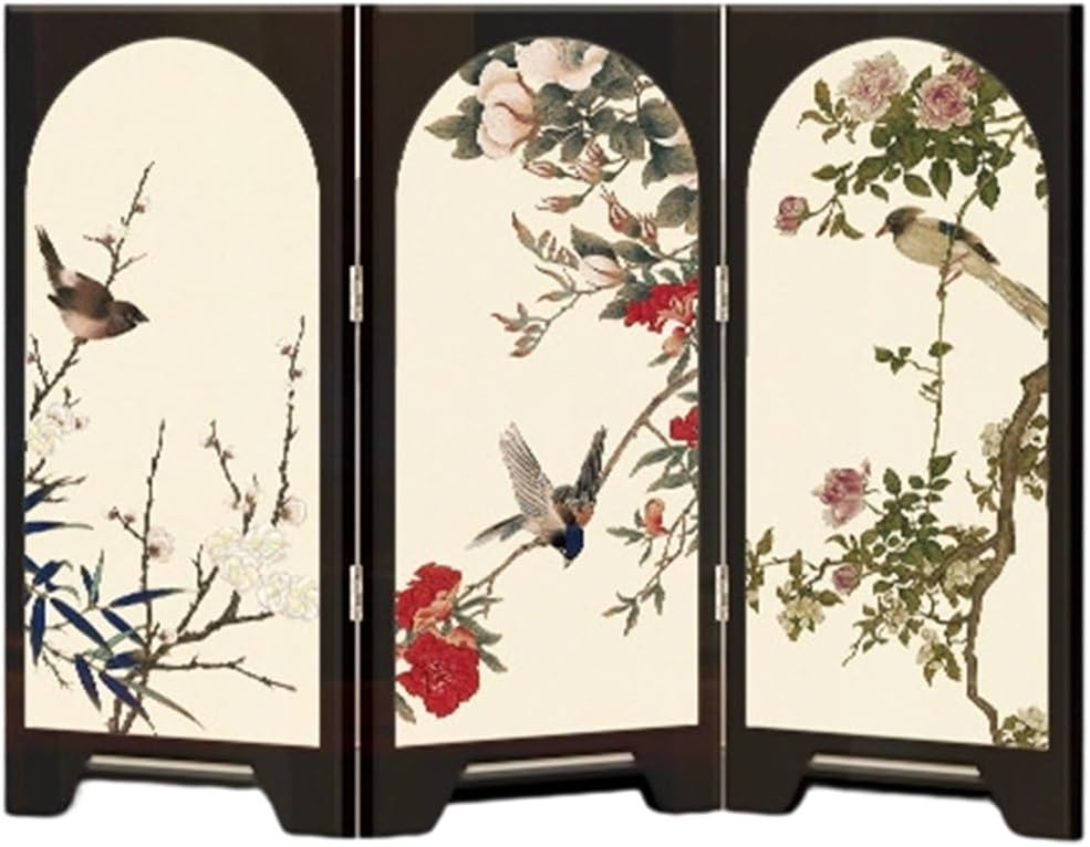 Mini Folding Screen, Small Screen Desktop Panel Divider, 3 Panel Divider, Vintage Desktop Folding Screen for Home Office Decoration