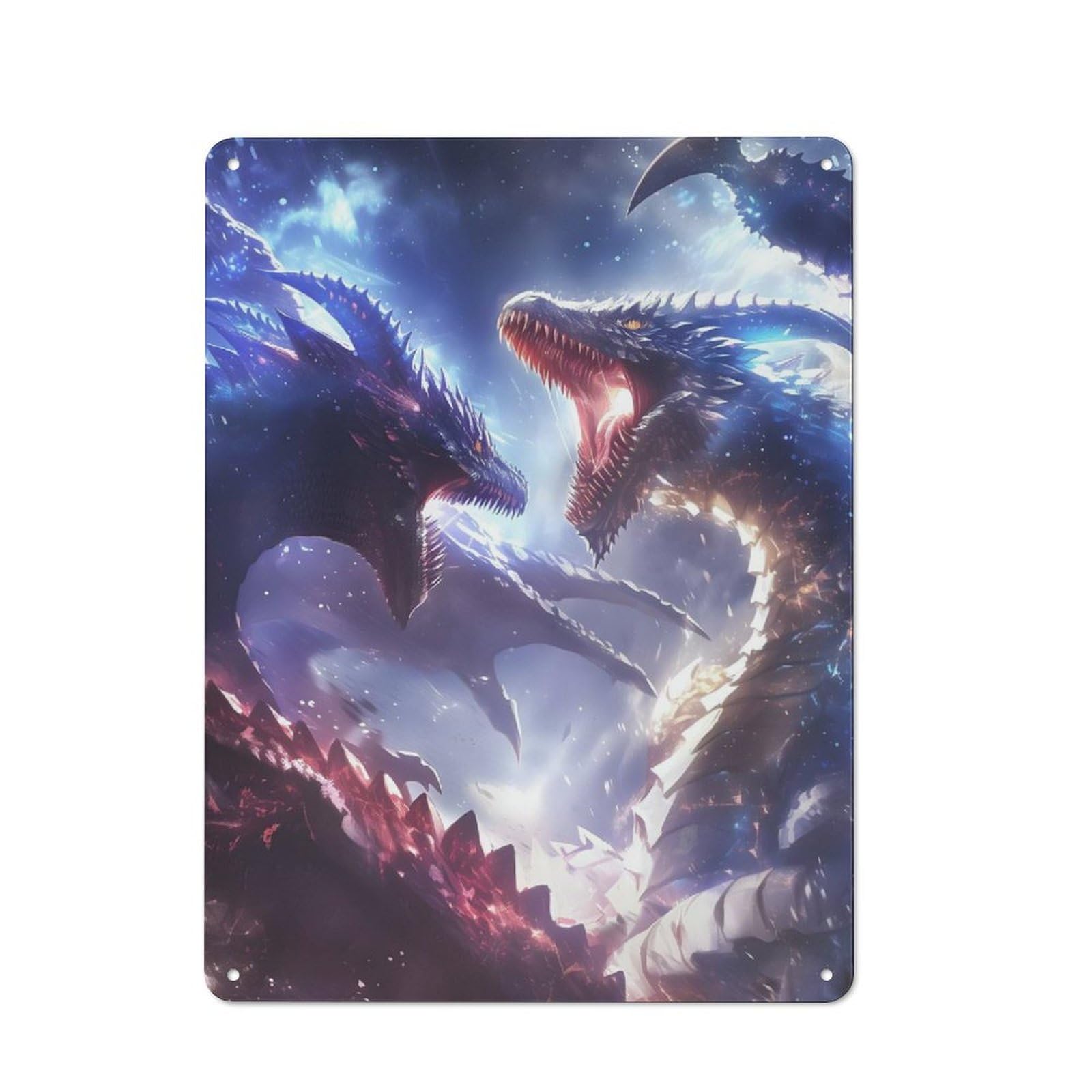 Junmoney Dragon Confrontation Retro Tin Sign 40X30cm For Garage Or Workshop, For Furnishing A New Garage And Workshop With Retro Decor