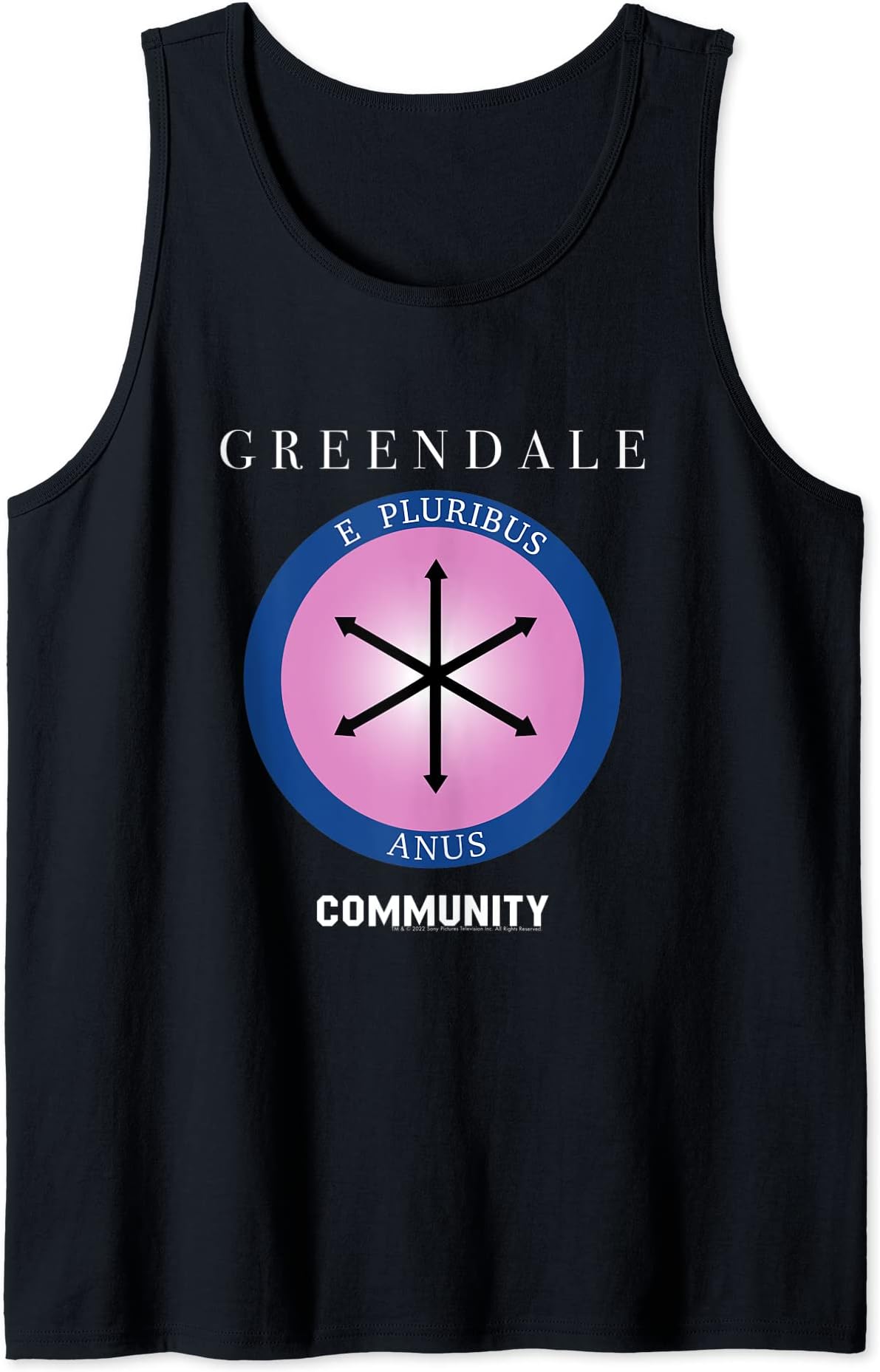NBCCommunity Greendale E. Pluribus Anus Tank Top
