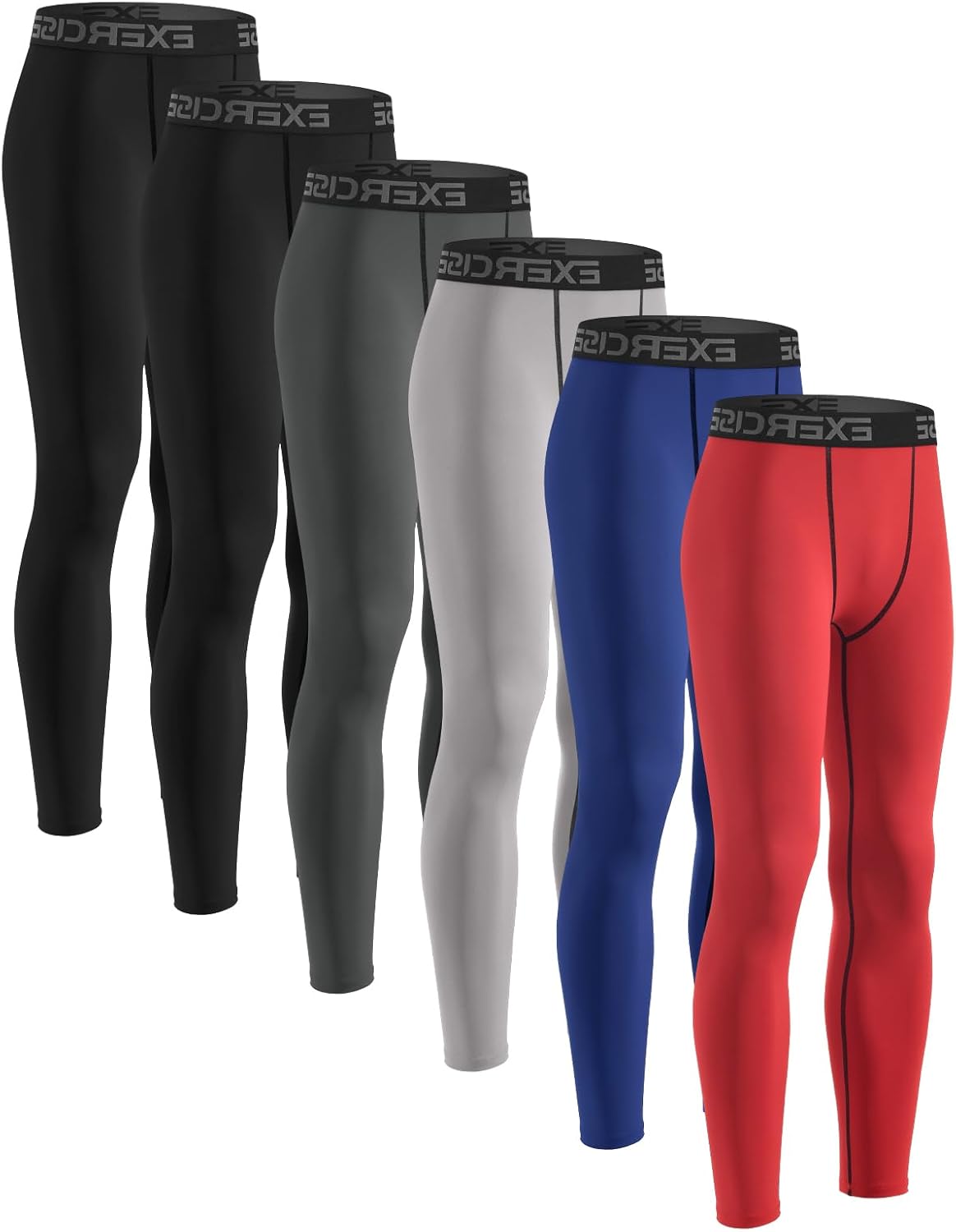 Celfaeree 5-6 Packs Boys Compression Leggings, Youth Compression Pants Tights, Boys Leggings Base Layer for Sports