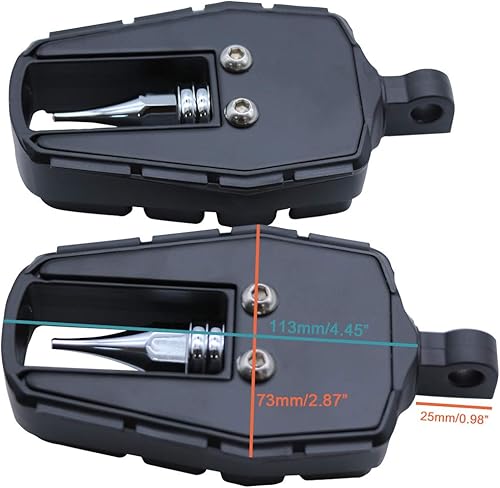 Miniatura 6 de FATECIM Mini Plataformas de Calavera para Motocicleta Reposapiés Pedales Apoyos con Adaptadores de Montaje Macho para Harley Dyna Fat Bob Touring