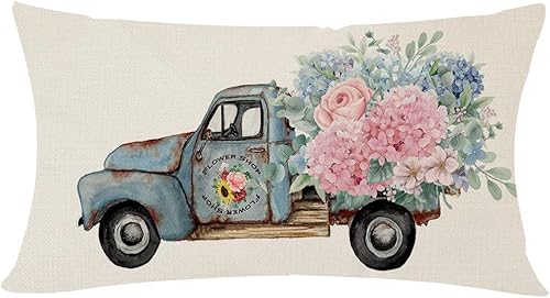 PANDICORN Fundas de almohada con diseño de hojas de eucalipto, 12 x 20 pulgadas, vegetación al aire libre, primavera y verano, decoración de casa de