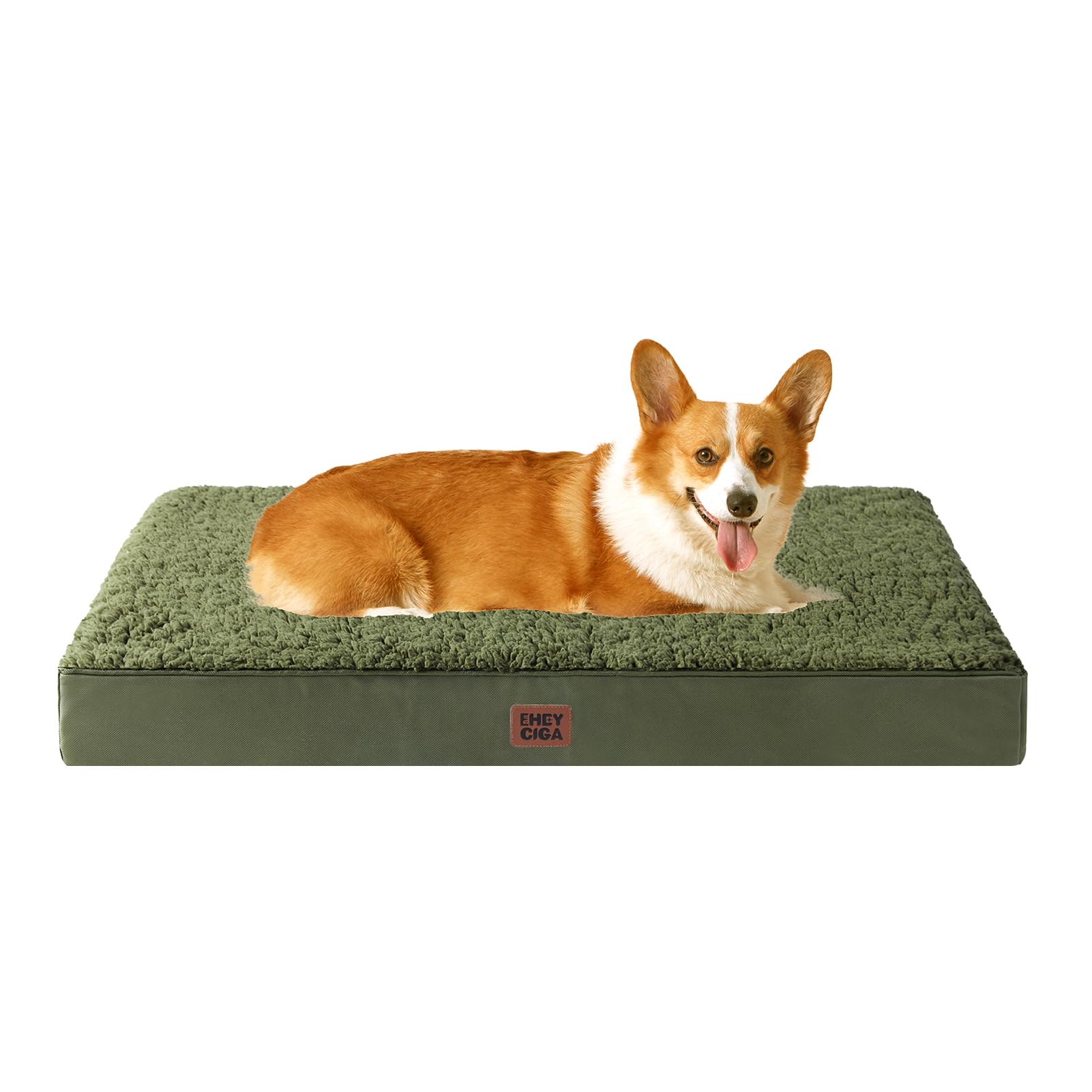EHEYCIGA Cuccia Cane Interno Taglia Media, (89L x 58W cm) Ortopedica Cuscino per Cani, Cuscino Cane Sfoderabile e Lavabile, Ortopedico Lettino per Cani, Orthopedic Dog Bed, Verde Scuro