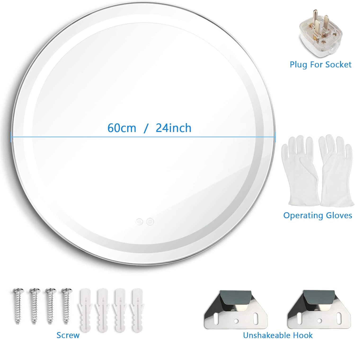 Lіmіtеd Stосk Round Mirror for Wall, FAUETI 24 Inch Bathroom Mirror with LED Light,Anti-Fog & Dimmable Vanity Mirror with Aluminium Frame,4000k Plug-in/Hardwired Lighted Mirror for Bedroom & Living Room,CRI 90+ 🔥 Crаzу Dеаlѕ Round Mirror for Wall, FAUETI 24 Inch Bathroom Mirror with LED Light,Anti-Fog & Dimmable Vanity Mirror with Aluminium Frame,4000k Plug-in/Hardwired Lighted Mirror for Bedroom & Living Room,CRI 90+