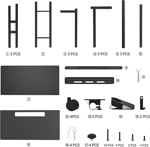 Miniatura 9 de Panta Escritorio móvil de pie, escritorio de pie con soporte para tazas, escritorio de computadora de altura ajustable, escritorio portátil con