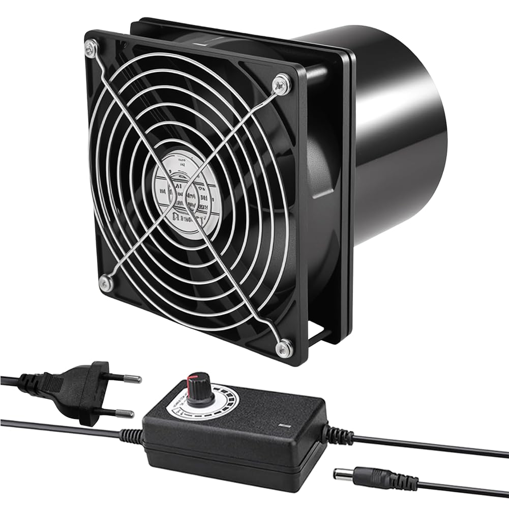 Extracteur d'Dair 100mm de gaine en ligne, Extracteur Air Chaud DC 12V avec variateur de vitesse, Ventilation Extracteur Dair pour cuisine, serre, salle de bain, circulation de l'air, PC