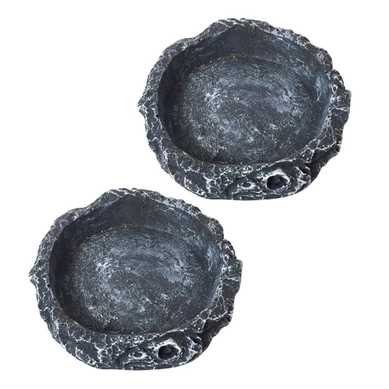 GANAZONO 2Pcs Durable Small Feeder Bowls for Turtles Snakes and Lizards Tip Design for Terrarium and Outdoor Use