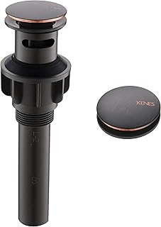 Oil Rubbed Bronze Pop Up Sink Drain, Bathroom Vessel Lavatory Vanity Faucet Sink Drain Stopper, Sink Drain Assembly with Overflow Anti Clog Pop Up Drain