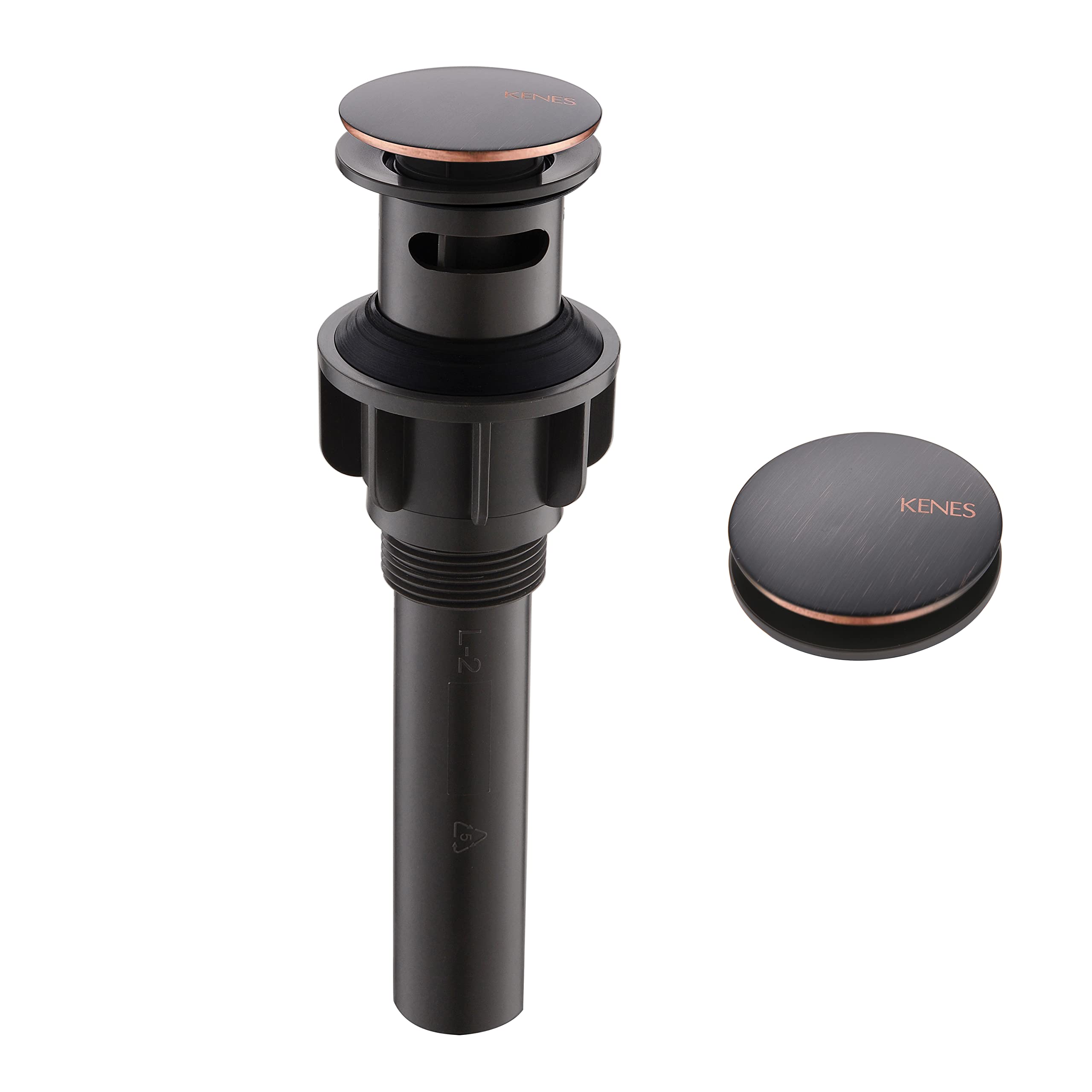 KENES Oil Rubbed Bronze Pop Up Sink Drain, Bathroom Vessel Lavatory Vanity Faucet Sink Drain Stopper, Sink Drain Assembly With Overflow