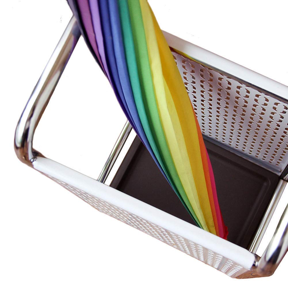 Porte-parapluie en métal blanc avec bac d'égouttage amovible L42cm
