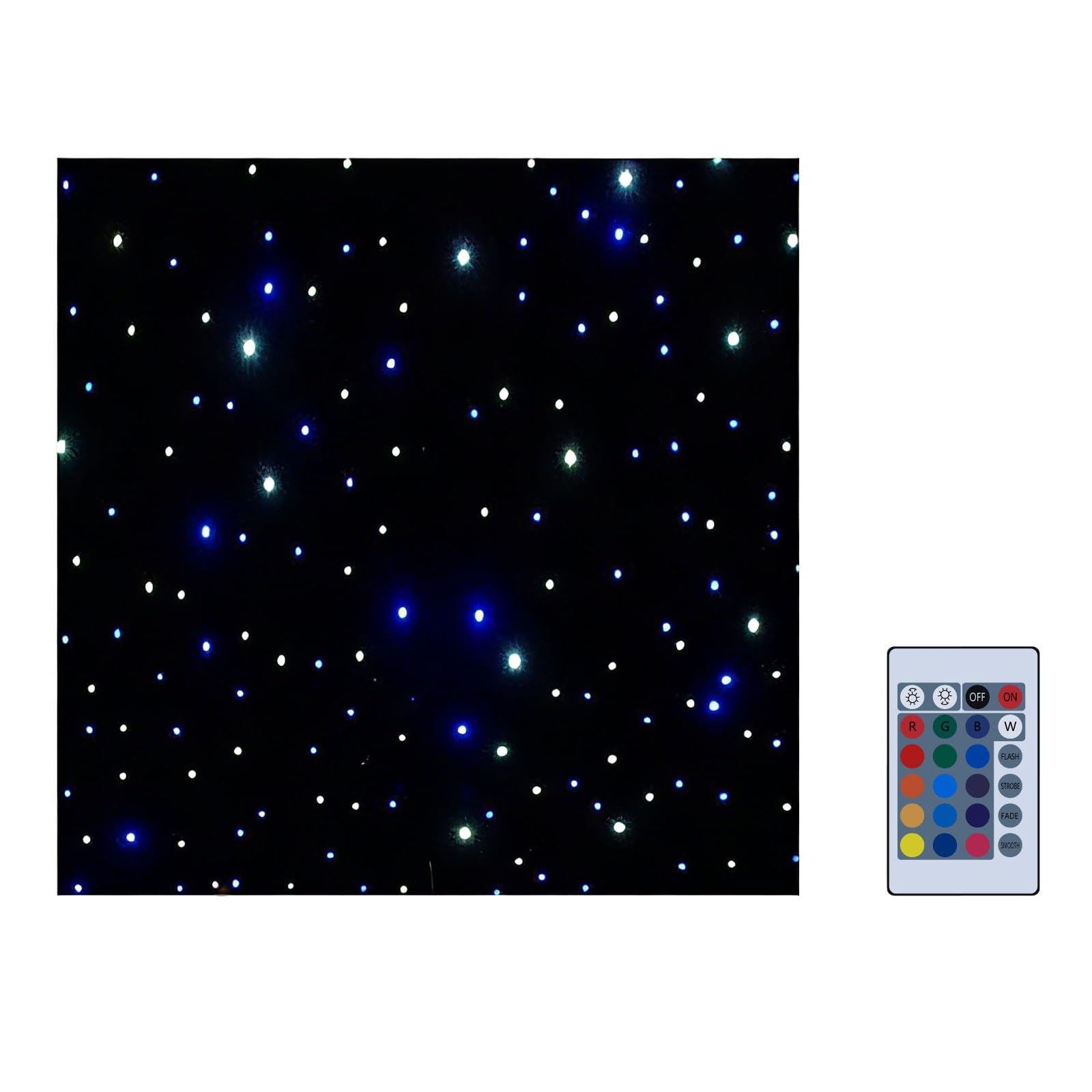 BOOZXCV LED Starry Stage Backdrop Curtain, White Blue Star Light, Foldable Drape, All-Copper Dual Circuitry, 12W, for Wedding, Party, Stage Event Decoration, Controller (4m*4m)