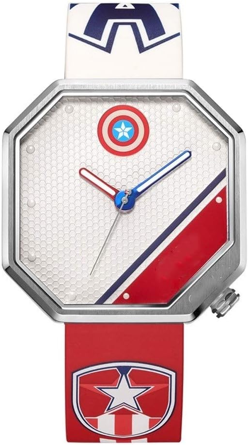 Lxwi Marvel Watch Men's Luminous Quartz Band Personality Waterproof Watch Animated Character Watch Watch Flip Quartz Watch Miracle Boy Children Watch Student Gift Cartoon Watch Watch (Color : White)