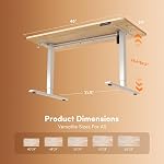 FEZIBO Bureau permanent 47 x 24 Inch, Bureau réglable en hauteur avec boutons de mémoire, Bureau de sit électrique avec 7th Gen Système d'ascenseur, table de bureau d'accueil avec panneau d'asphalte (Maple)