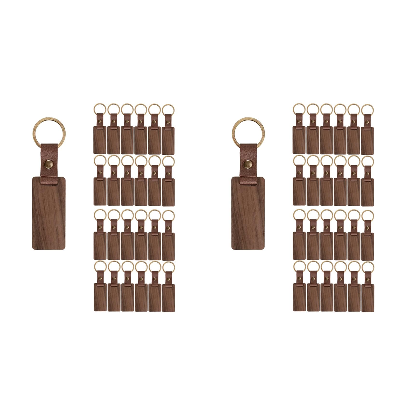 Porte-clés en bois et cuir vierges en essence de hêtre naturelle polie
