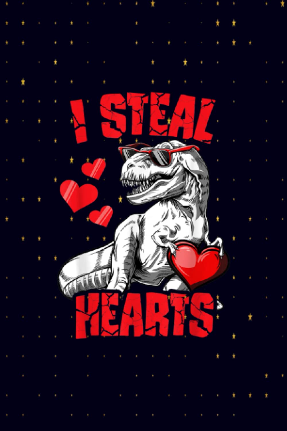Daily Dream Journal - Boys Valentines Day Kids Dinosaur Lover I Steal Hearts