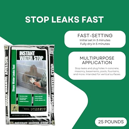 Miniatura 8 de Akona Tope de agua instantáneo para hormigón y mampostería evita fugas, tapones de agujeros y detiene filtraciones, ideal para piscinas, fuentes,