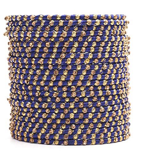 Image of Swara Creations Multicolored Metal bangles /kada Set wrapped in Silk Thread & golden dots for Women & Girls (24 Pcs)