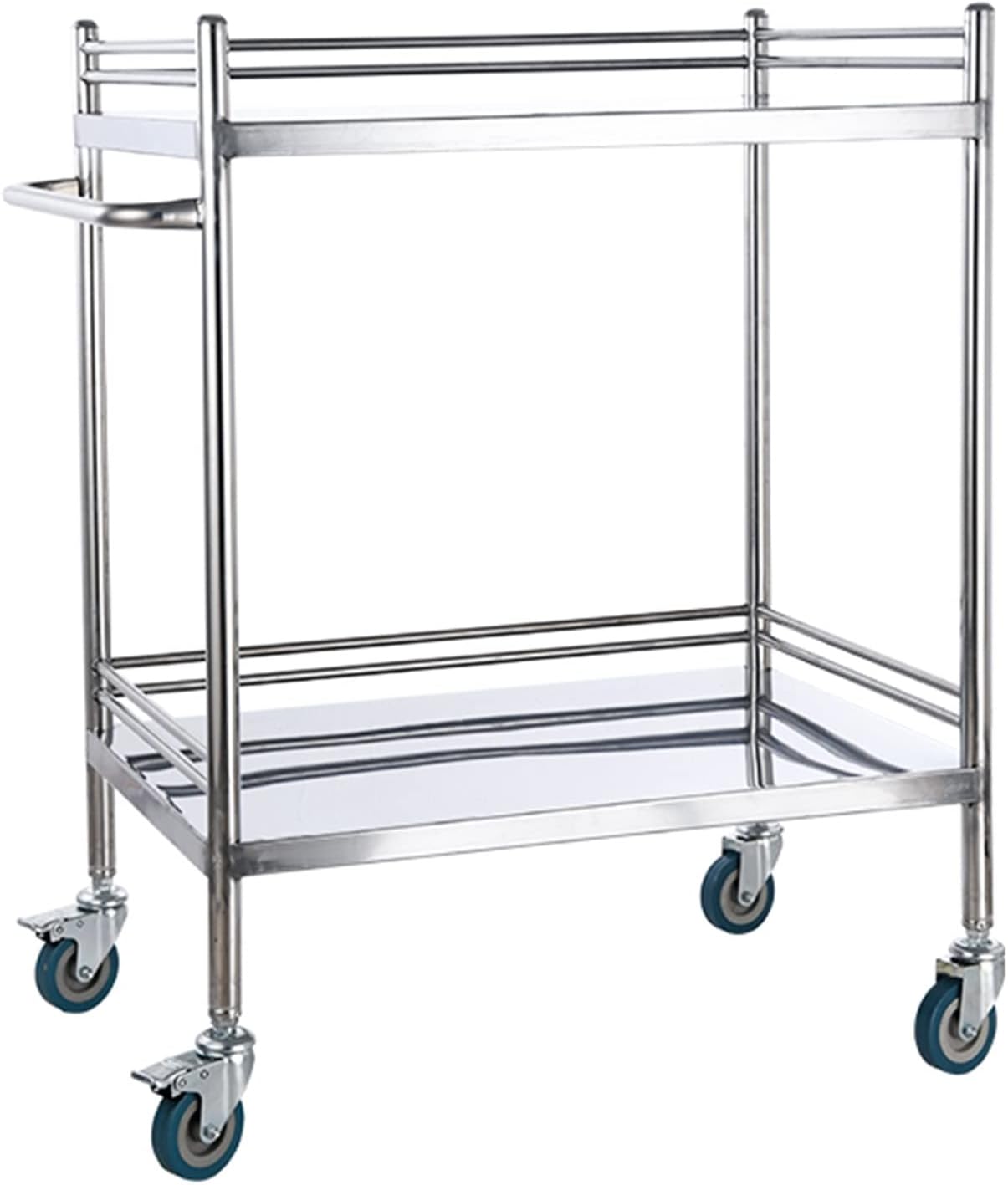 Medical Cart, 2-Layer Lab Medical Cart, Stainless Steel Trolley Cart, Lab Medical Equipment Cart, Trolley Max Load 100kg for Lab Hospital Clinics, Multiple Sizes (60x40cm(23.6x15.7in))